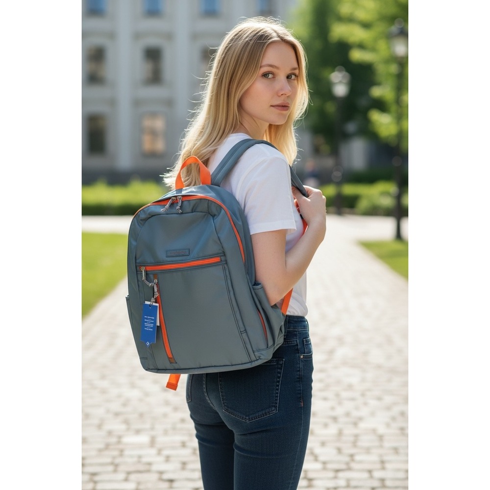 Vera Bradley Mineral‎ Blue Orange Lightweight Troller Sleeve Grand Backpack
